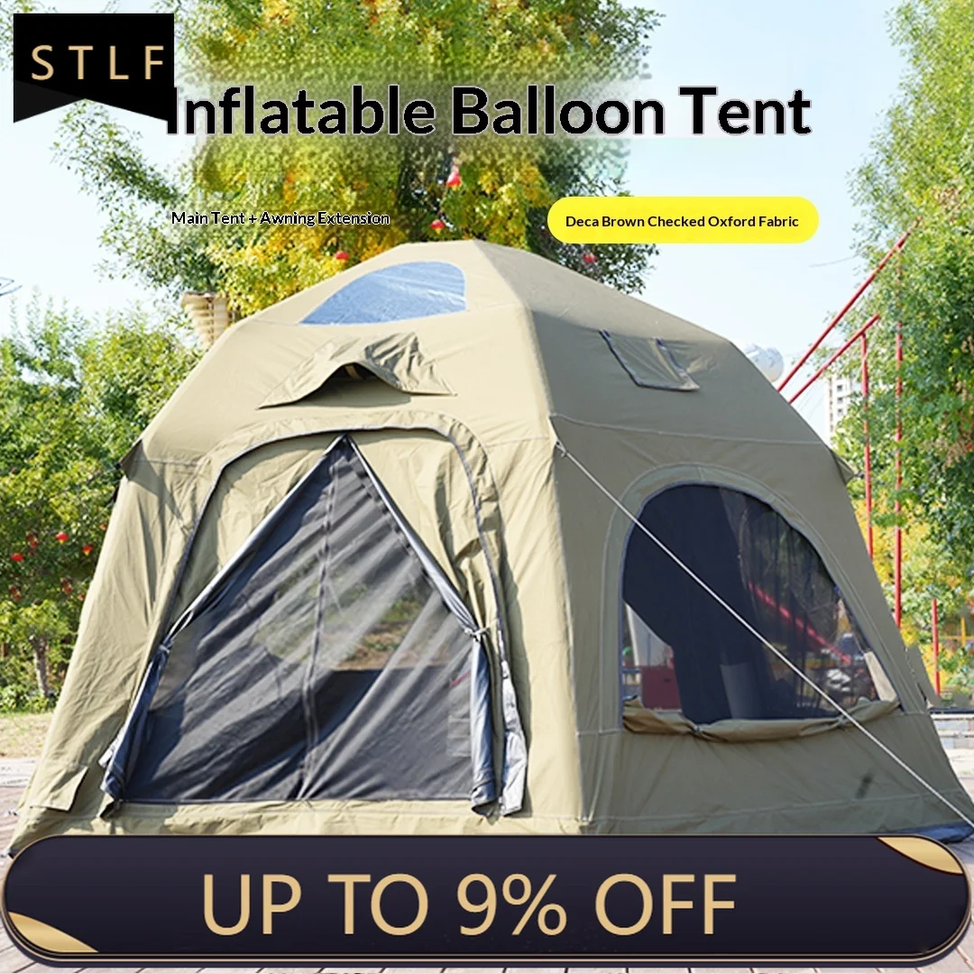 Inflatable Tent 4-6 Person 4-Season Waterproof Spherical Outdoor Camping Tent Oxford Fabric with Carry Bag