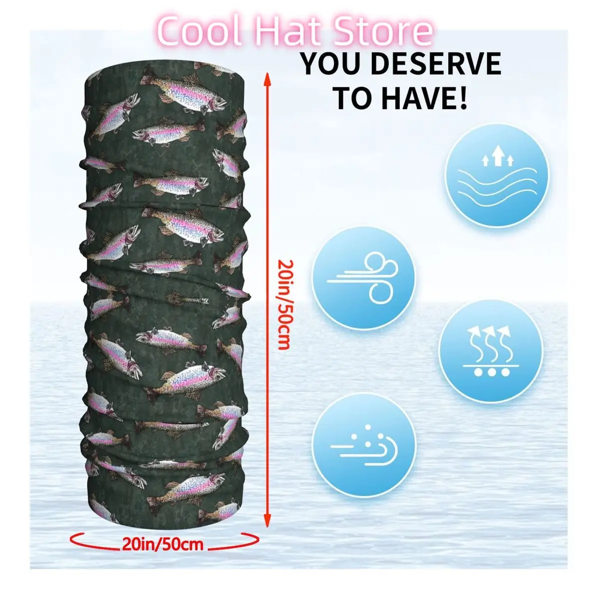 Rainbow Trout Fish Scarf Neckerchief Neck Face Mask Polyester