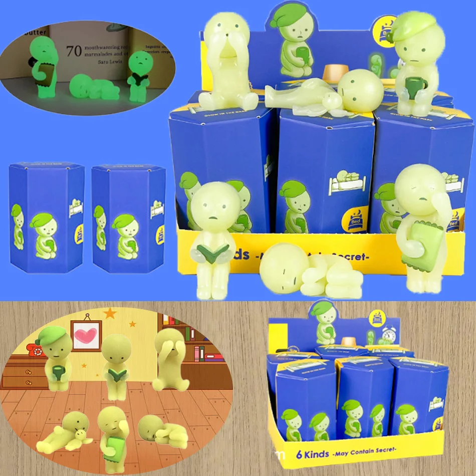 6 قطعة/المجموعة صندوق أعمى اللعب مضيئة قزم غرفة نوم سلسلة نموذج الزاوية مضيئة دمية الهدايا اللعب جمع الحلي هدايا عيد