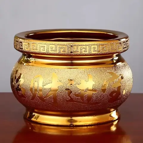 Ceramic Incense Burner Ge Kiln Chinese Style Gold Sand Prosperity Stove for Buddha Hall and Home Indoor Air Purification