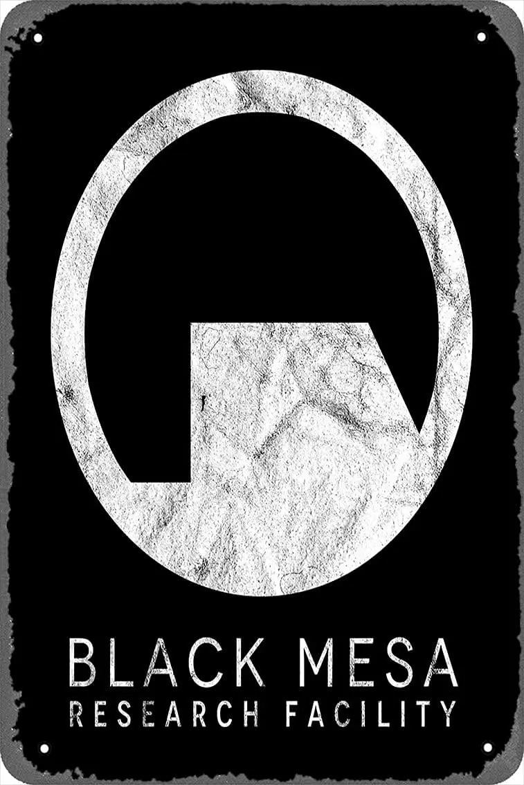 Wall Decor Sign - Black Mesa Research Facility Logo Inspired by Half Life Poster - 8X12 Inch Vintage Look Metal Sign Bar Ma sign