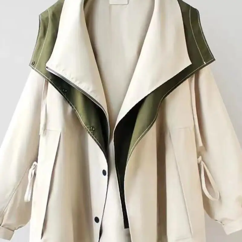 Hot New Spring Autumn Fashion Women Clothing with Waist Cinching Medium Length Windbreaker Korean Edition Popular Casual Coat