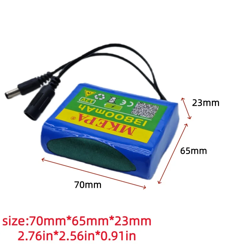 Safe & Easy-to-Use Battery Kit｜21700 3S1P 12V 13.8Ah Rechargeable Li-ion + 12.6V 1A Charger, for CCTV/Camping