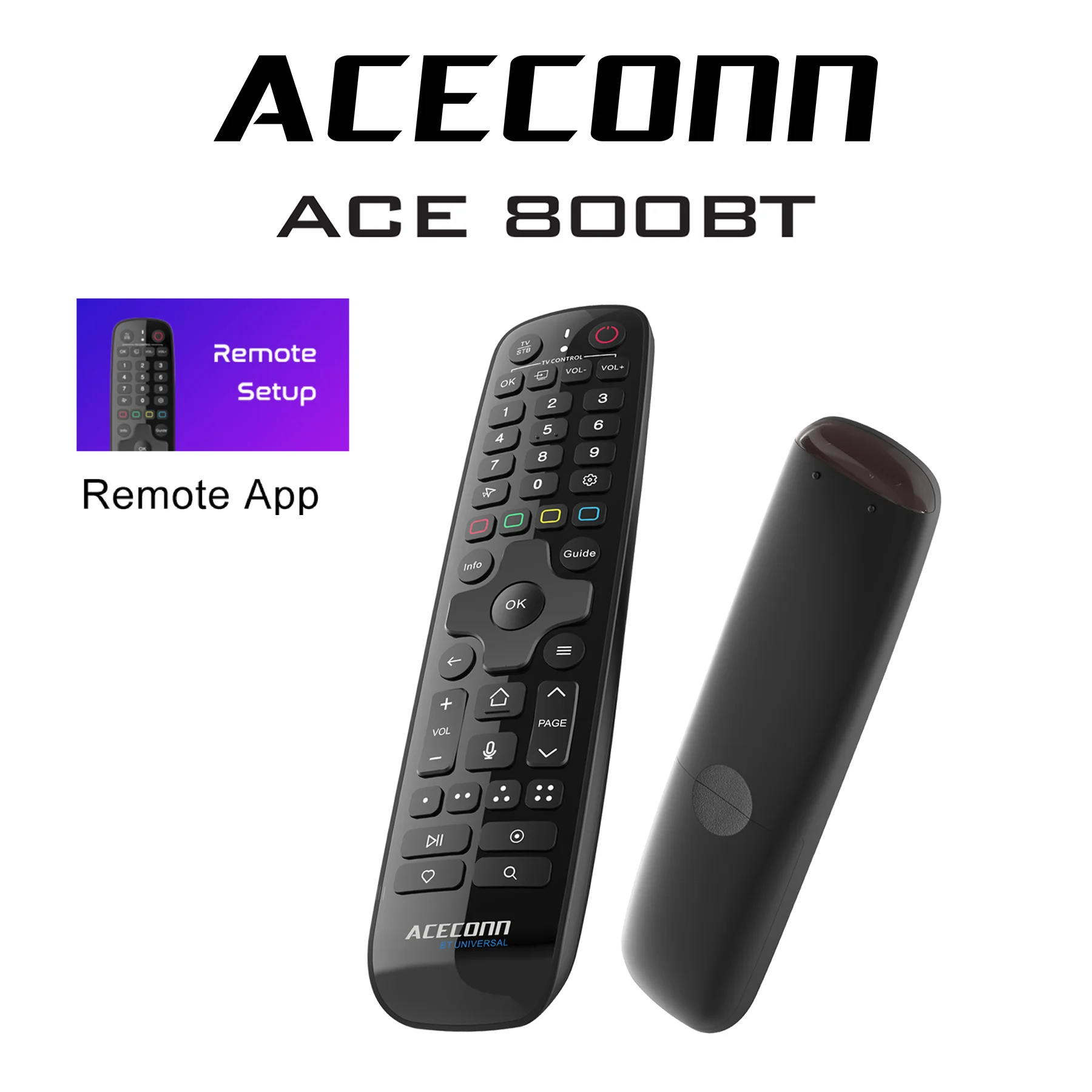 

ACECONN ACE800BT Remote Control with Hotkeys/Voice Control/Auto-Setup/OTA Updates, compatible with VPlus/Android TV Boxes.