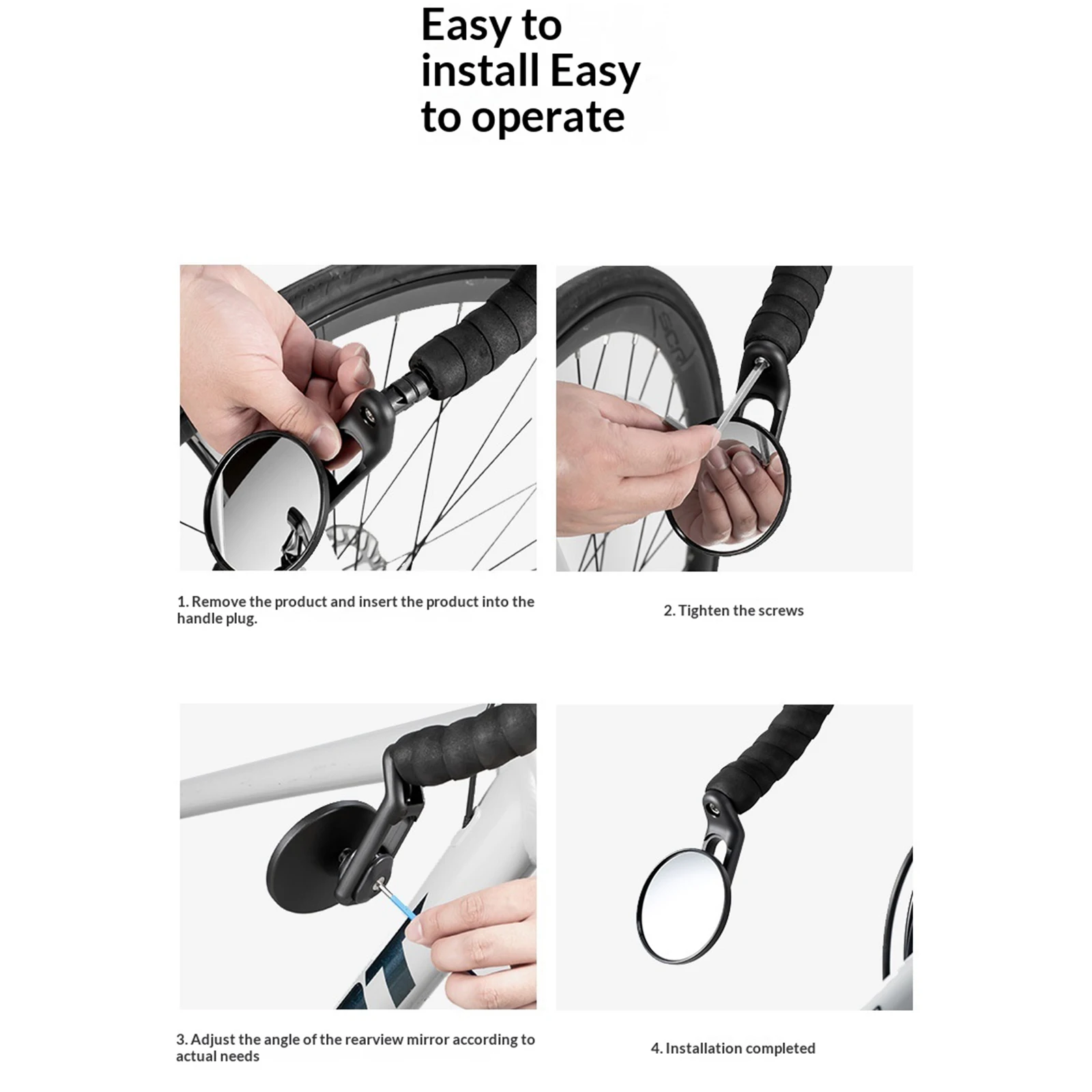 360° Adjustable Handlebar Plug Rearview Mirror Wear Resist Handlebar End Mirrors Wide-Angle Cycling Mirrors For Road Bikes MTB view 6