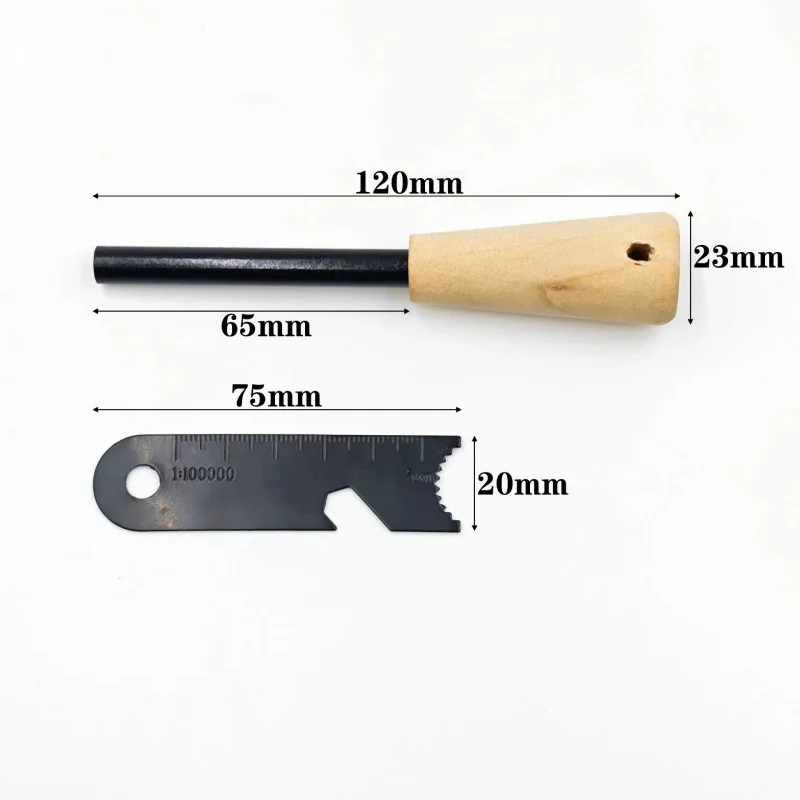 

Multi-functional Bottle Opener Woven Umbrella Cord Waterproof Wooden Handle Fire Starter Portable Outdoor Camping Emergency Tool