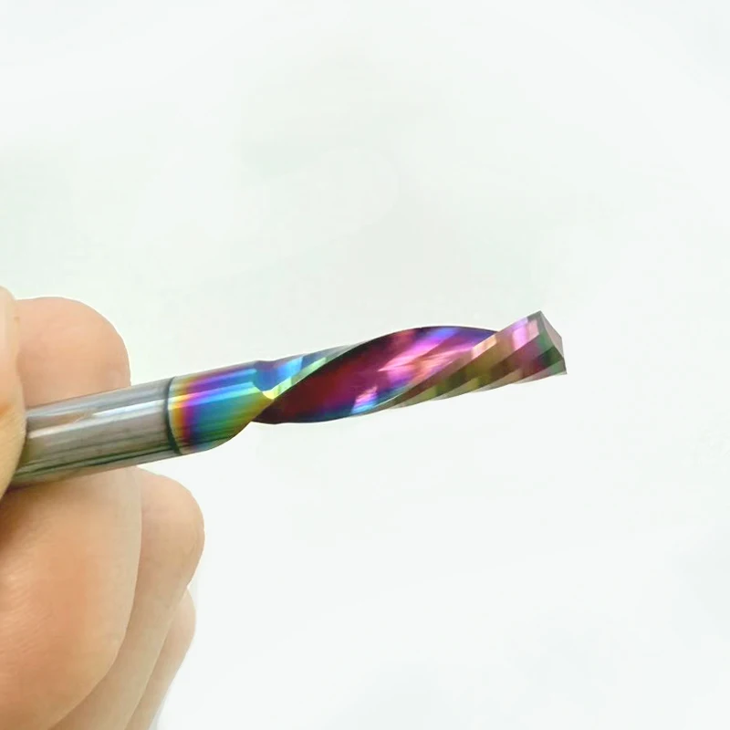 

10 шт./лот, твердосплавная фреза с ЧПУ, 3,175/4/5/6/8 мм, вниз, с цветным покрытием, AAA, 1 флейта, спиральная фреза, фреза