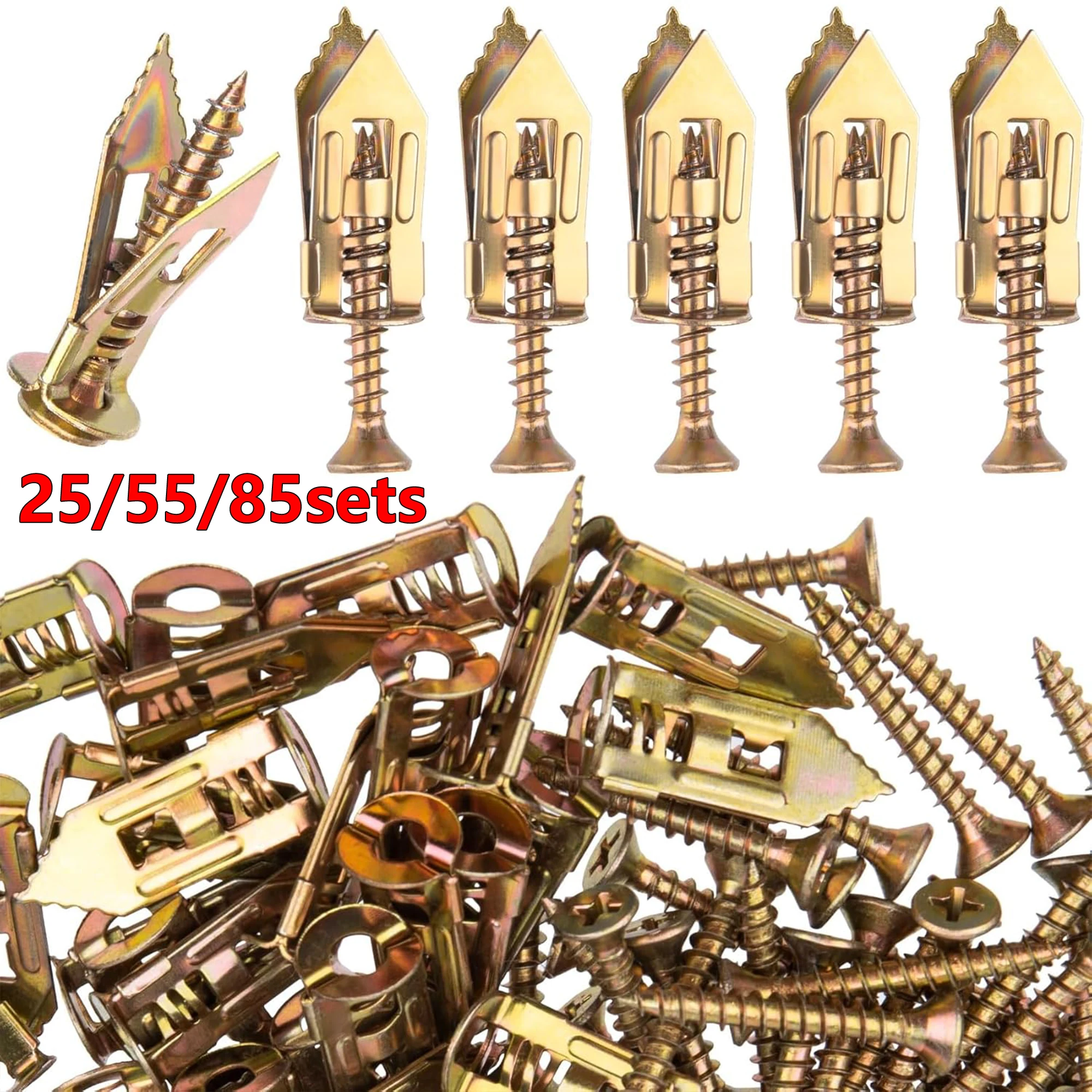 25/55/85 Sets Self Drilling Drywall Anchors with Screws Kit,No Drill Needed Wall Anchors with Screws,For Picture Frame,Shelves