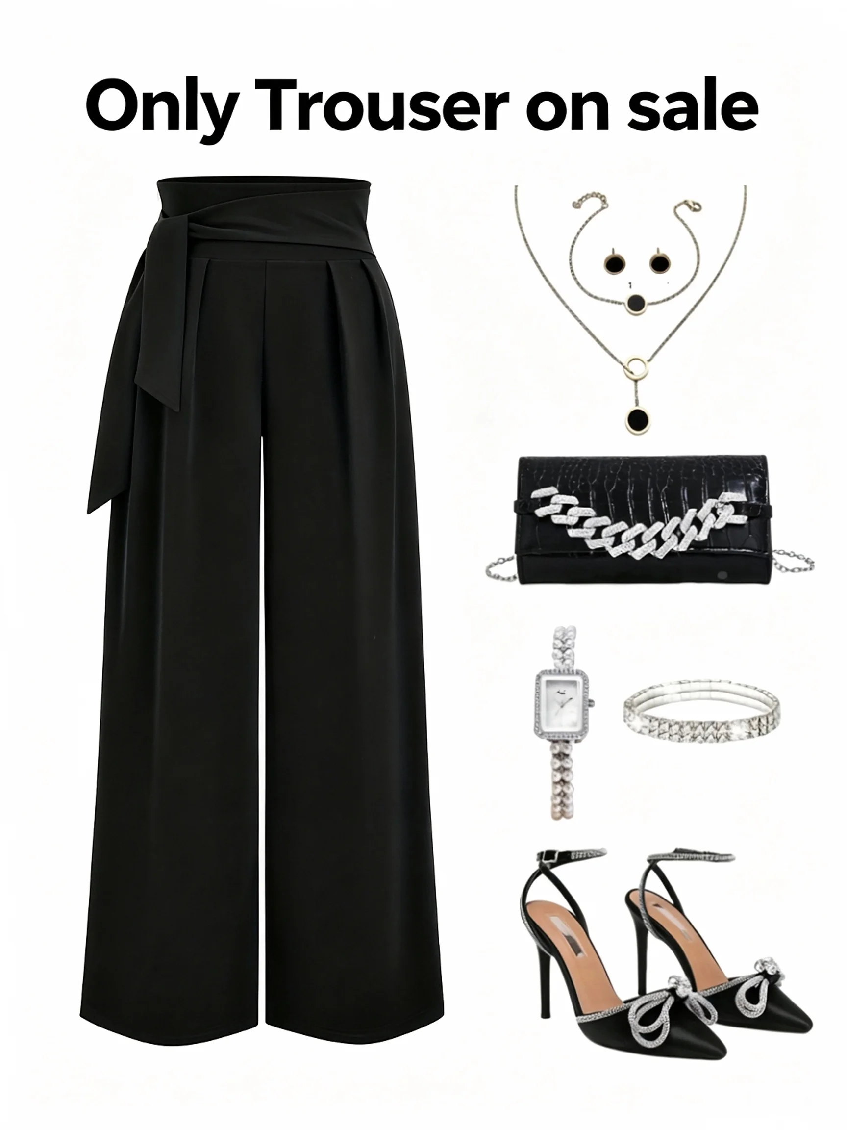 Neue Damen-Hosen mit weitem Bein, formelle Bürokleidung, Frühling/Herbst, schwarze High-Waist-Wickelhosen für den täglichen Streetwear-Look. – Detail 7