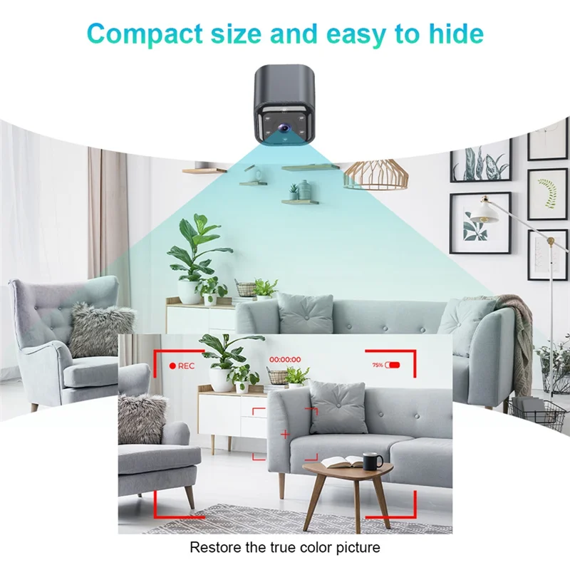 AS03 Mini Camera Security Camera HD 1080P Wireless Security Surveillance Built-In Battery 960Mah Night Vision-A86G