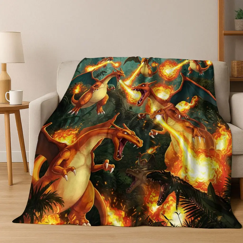 

3D Charizard Charmander Pokemon Cartoon Flannel Blanket,Warm and Cozy Soft Throw Blanket for Home Bedroom Bed Sofa Cover Kid