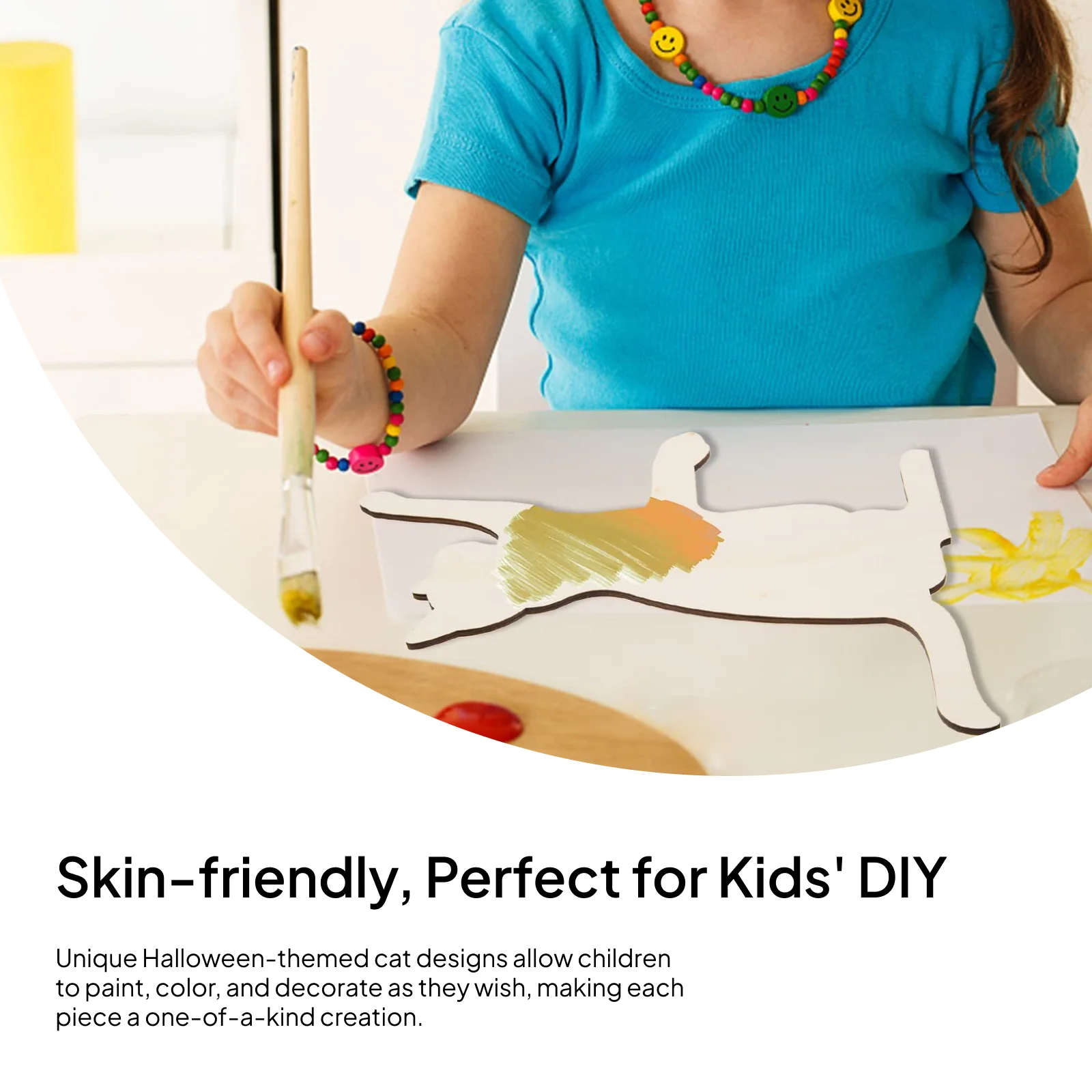 4 قطعة القواطع القط قطع خشبية اللوحات شكل القط اليدوية خفيفة الوزن الحلي شرائح خشبية فارغة DIY بها بنفسك الحرف الديكور #3