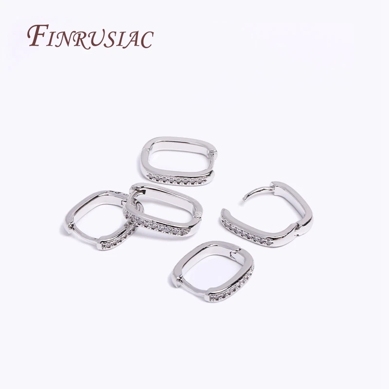 Fashion Cubic Zirconia Earring Geometric Square Hoops Earring For Women，Delicate Shiny Luxury Gold Plated Jewelry Gift Wholesale