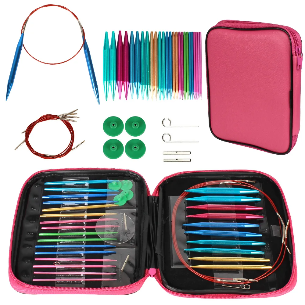 Circular Knitting Needles Set 26 Pcs Interchangeable Crochet Needles For Crochet Yarn Knitting Accessories Kit For Beginner Gift