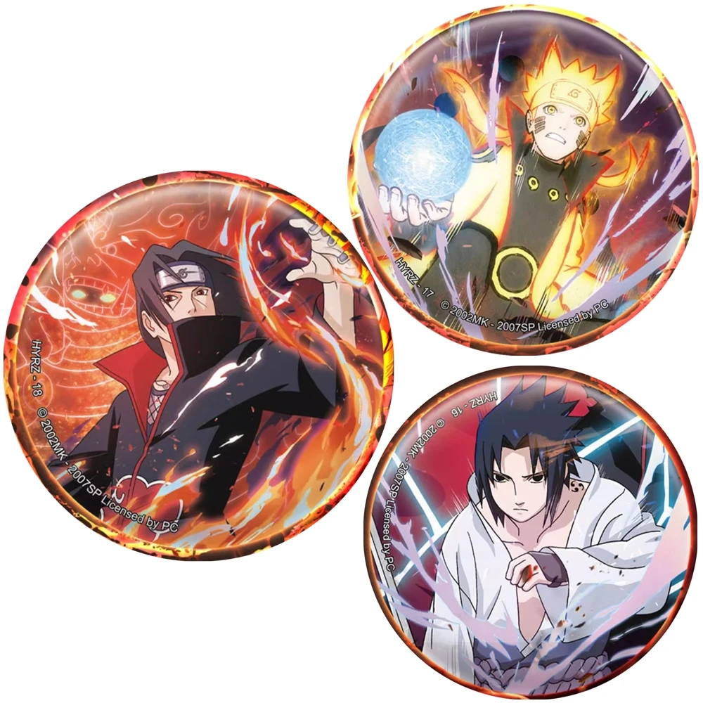 58mm Anime Uzumaki NARUTO Uchiha Sasuke Itachi Cosplay Costume Badge Pin SPTE Tinplate Brooch Accessories