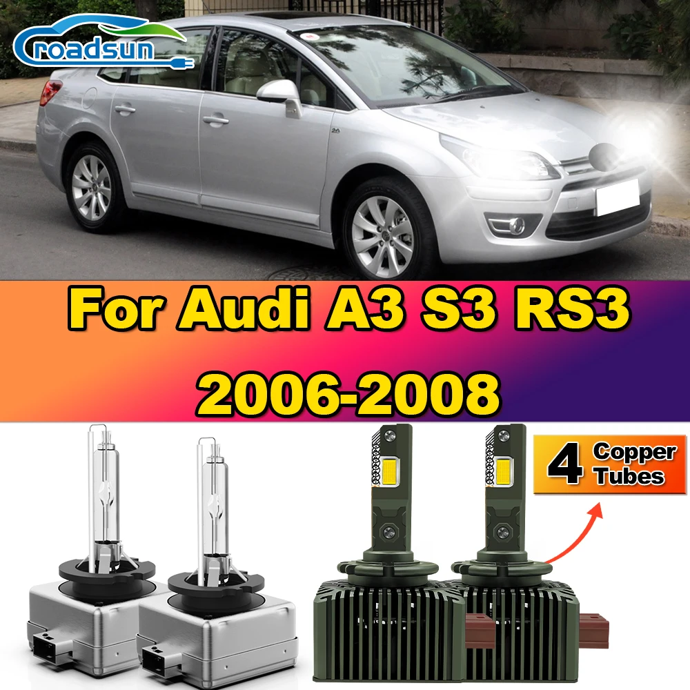 120W D1S Xenon HID Headlights Bulbs 30000LM Canbus No Error Car Lights 12V 24V Plug&Play For Audi A3 S3 RS3 2006 2007 2008 