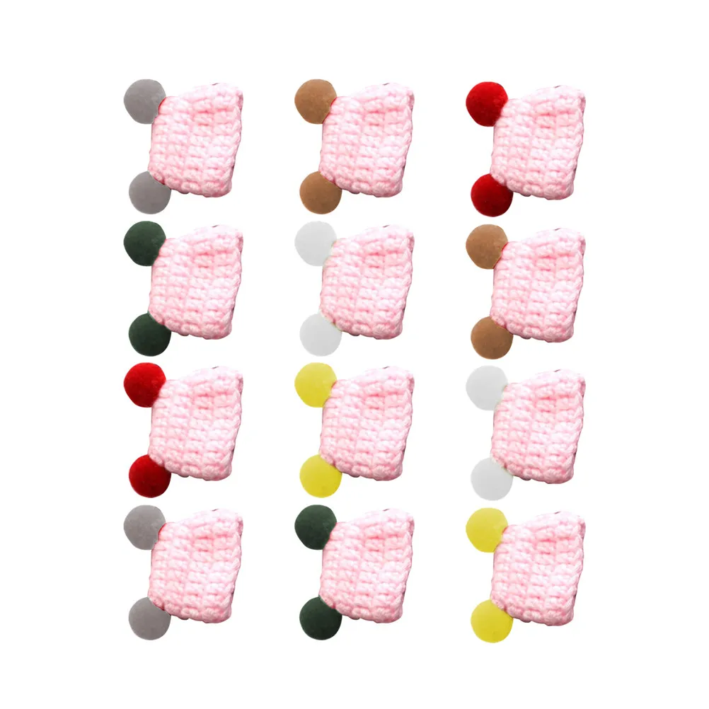 12 piezas de mini sombreros de punto decorativos, suministros esenciales para manualidades hechas a mano para niños y niñas, mini sombreros de ganchillo de colores variados.