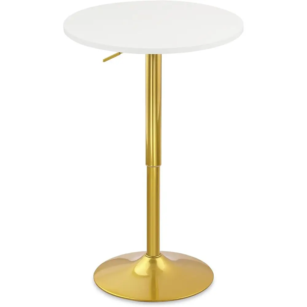 

Adjustable Height Bistro Table, 26-36, Gold Base, 360° Swivel, High Top Cocktail Table for Home, Kitchen, Party, Restaurant, Wed