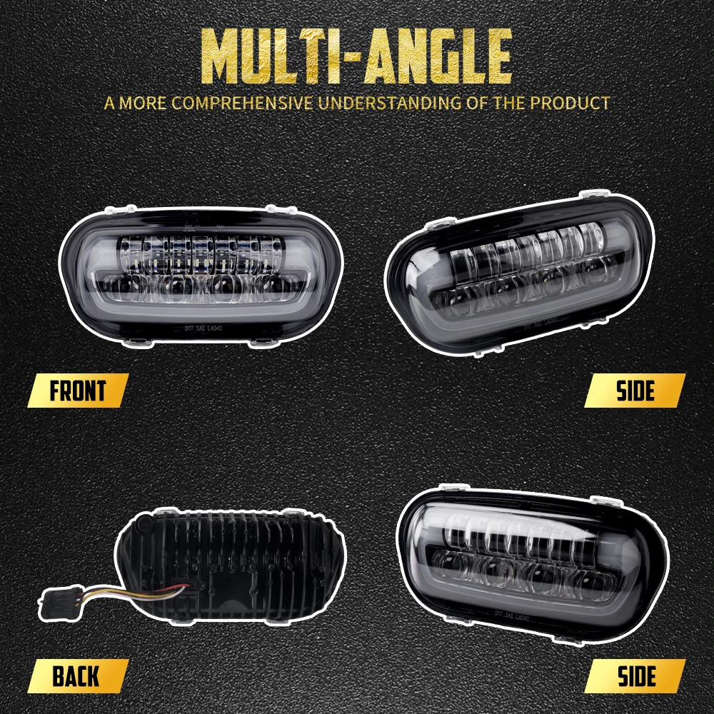 Motorcycle LED Headlight Front Lamp With Mounting Bracket For Harley Fat Bob 2008-24 Driving Light White High Low Beam Headlamp