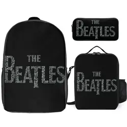 Guitarist Casual The Beatle Handsome Excellent Musician 4 3 in 1 Set 17 Inch Backpack Lunch Bag Pen Bag  Durable Knapsack Comfor