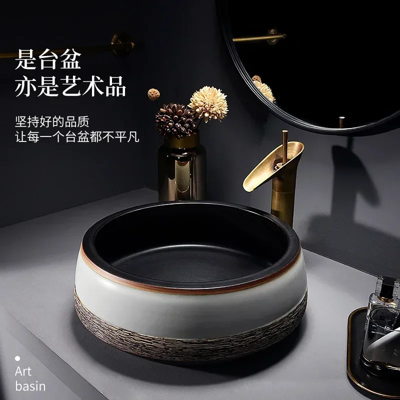 Antique Wash Basin Table Basin Retro Ceramic Washbasin Bathroom Art