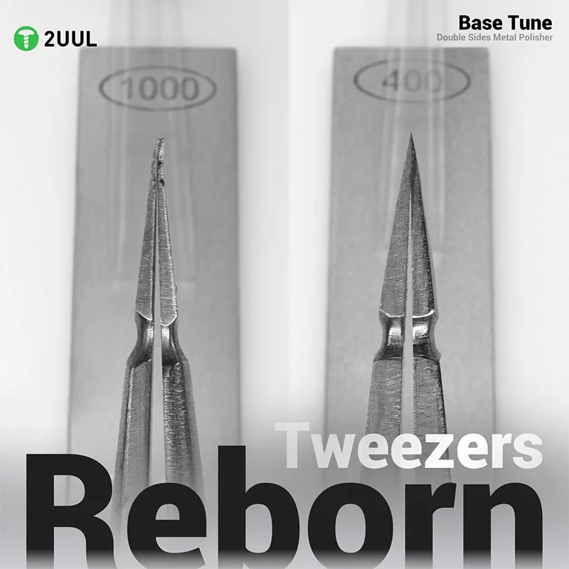 2uul FM01 ملمع معدني مزدوج الجوانب للملاقط مجموعة تلميع فائقة الدقة أداة تلميع طرف لحام للتشذيب #6