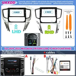 9 inch Big Screen DVD Fascia Frame Adapter For MITSUBISHI Triton L200 2019-2023 2 Din Dash Installation Panel Frame cable canbus