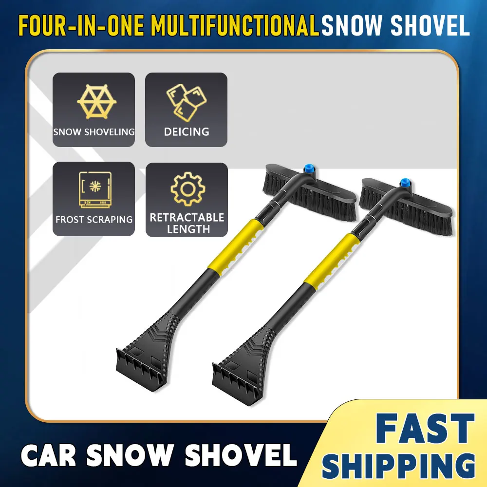 

4 In 1 Winter Car Snow Removal Shovel With Retractable Handle Double Headed Snow Scraper Car Accessories Snow Brush