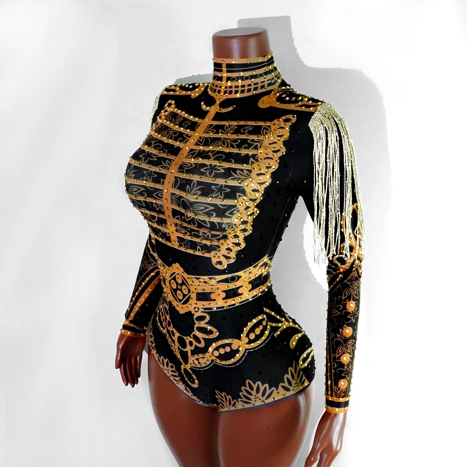 جديد مرحلة الأداء زي الماس الأسود بسط ارتداءها للنساء مهدب داخلية ملهى ليلي بار ملابس راقصة الحفلات