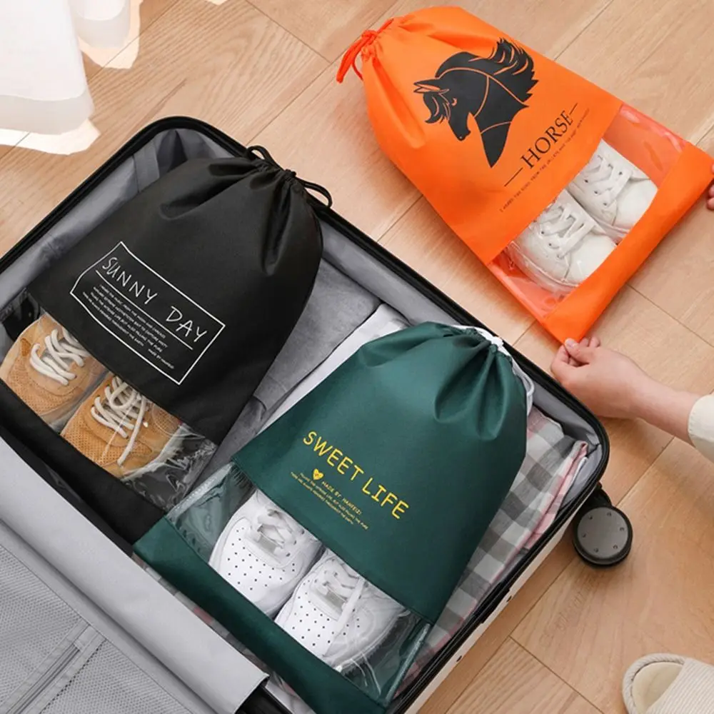 Transparent Shoes Storage Bags Dust-Proof Home Organizer Drawstring Bag Non-Woven Moisture-proof Waterproof Pocket for Travel