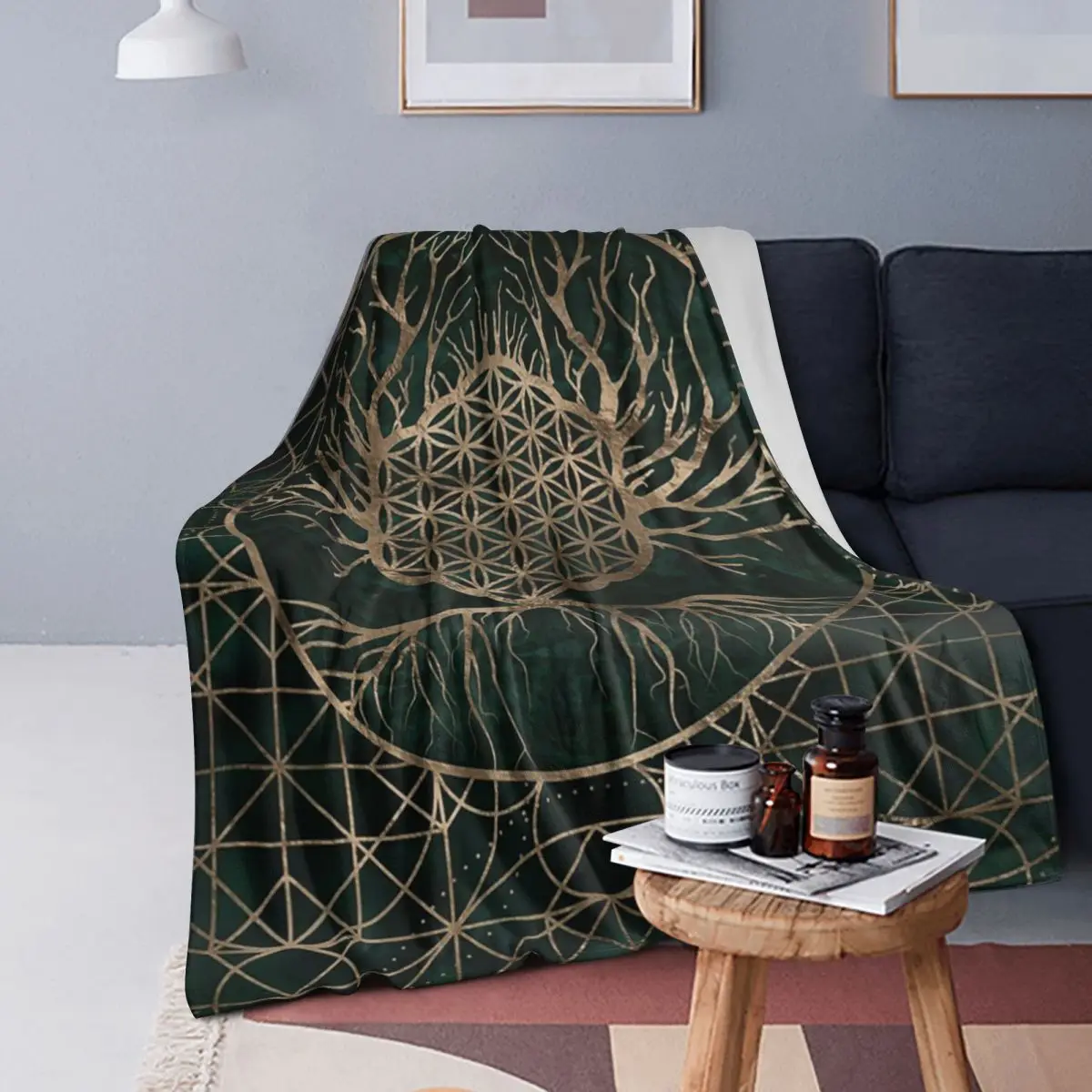 

Flower Of Life Sacred Geometry Mandala Blanket Soft Warm Flannel Throw Blanket Bedding for Bed Living room Picnic Travel Couch