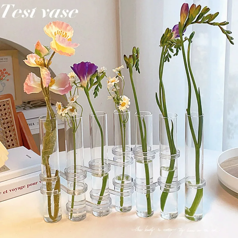 Reagenzglas vasen, hochkarätige Glas ornamente, frische Blumen, hydro po nische Pflanz gefäße, kombinierte Blumenvasen dekorationen