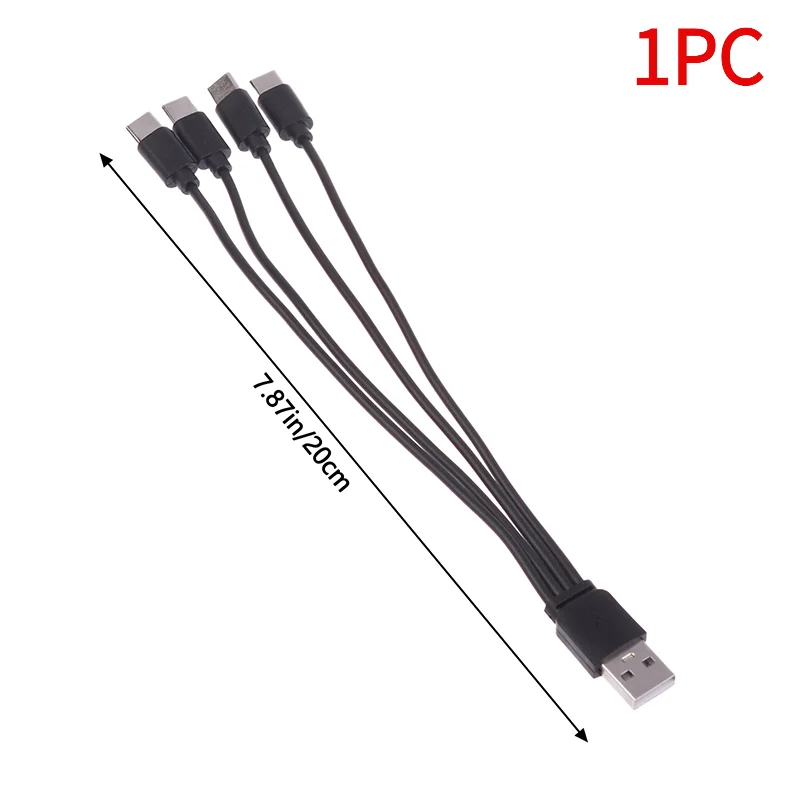 1PC 20CM 4 In 1 USB C Charger Cable 4 Ports USB Splitter Charging Cable Type C Connector For Cellphones Smartphone Tablet.