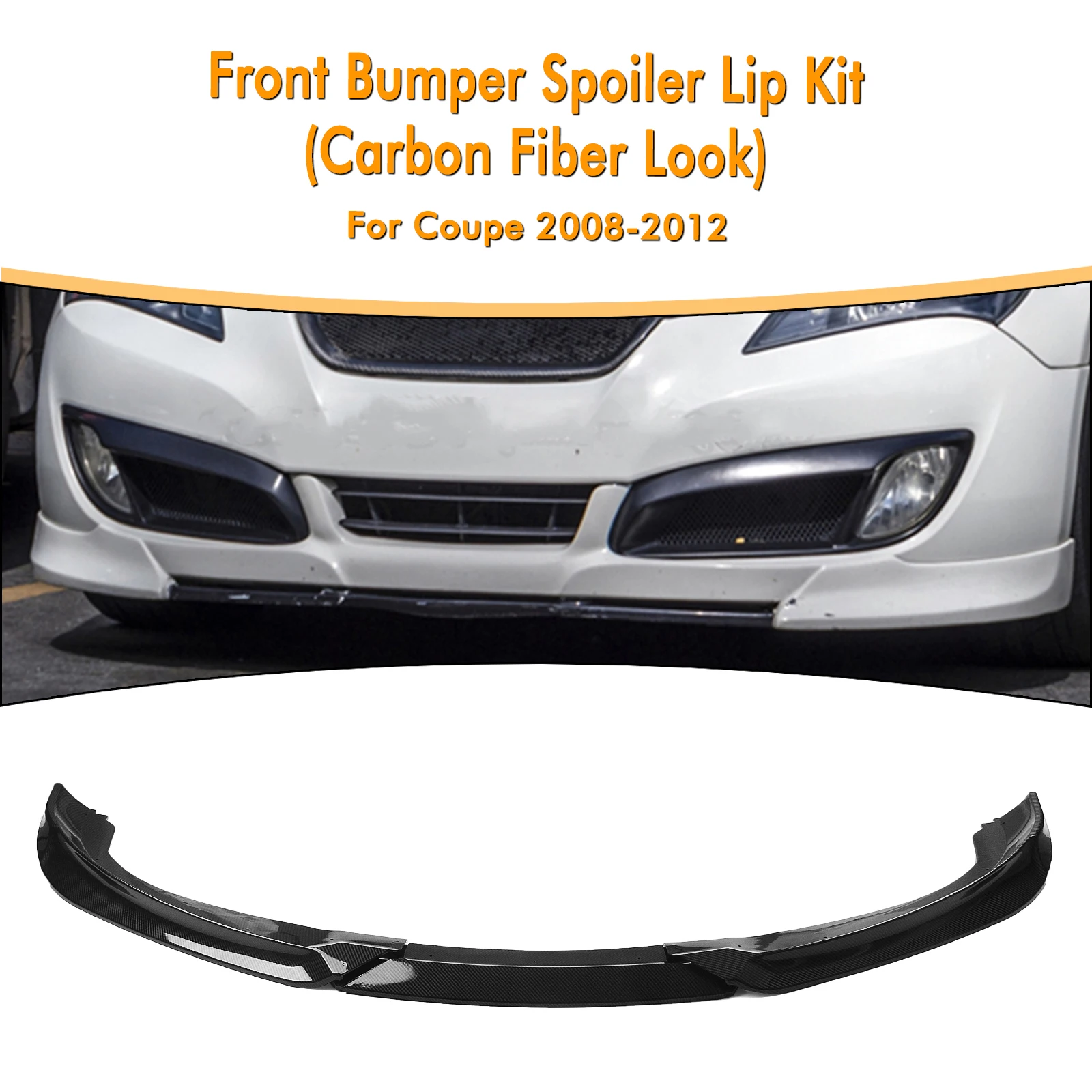 

For Hyundai Genesis Coupe 2 Door 2008-2012 Front Bumper Spoiler Lip Carbon Fiber Look/Gloss/Matte Black Lower Splitter Protector