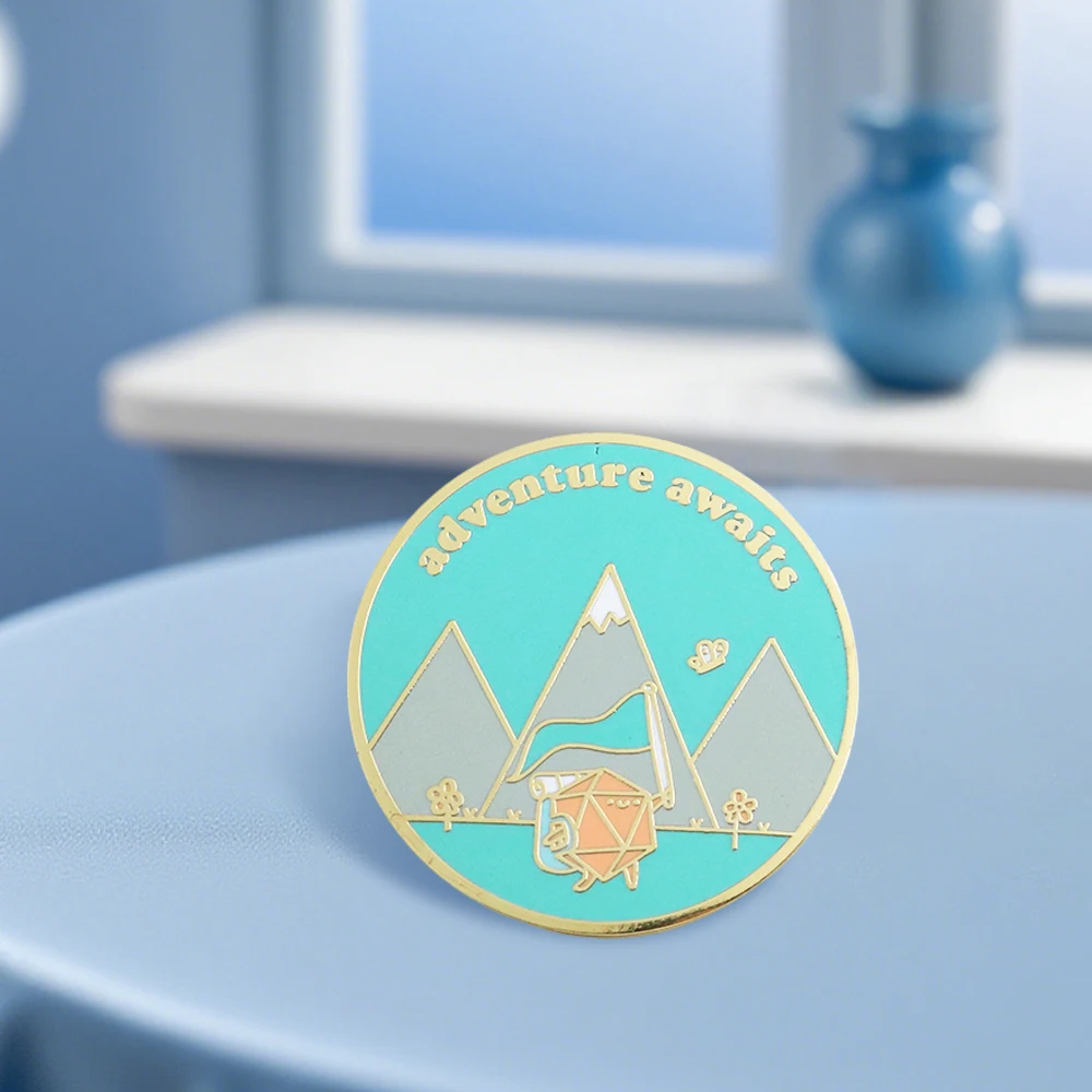 مغامرة ينتظر الصلب المينا دبوس آر بي جي لعبة فيديو المشجعين هدية ل الزنزانة ماستر D & D باثفندر اللاعبين اكسسوارات شارة بروش #5