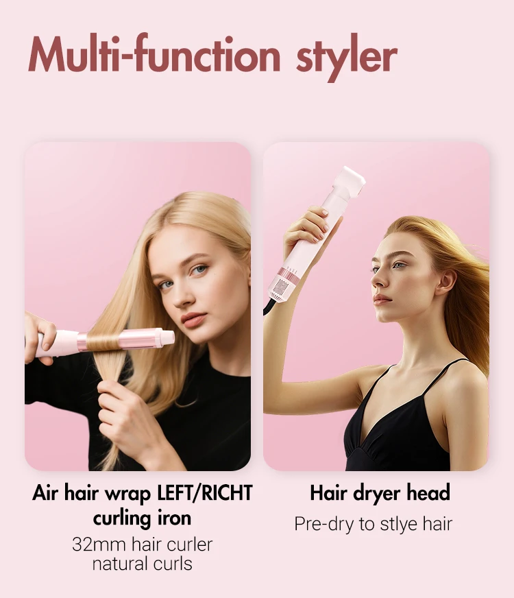 Haartrocknerbürste, abnehmbares 5-in-1-Styling- und Trocknungssystem, schnelles Trocknen, Glätten und Stylen von Locken, automatischer Lockenstab – Detail 4