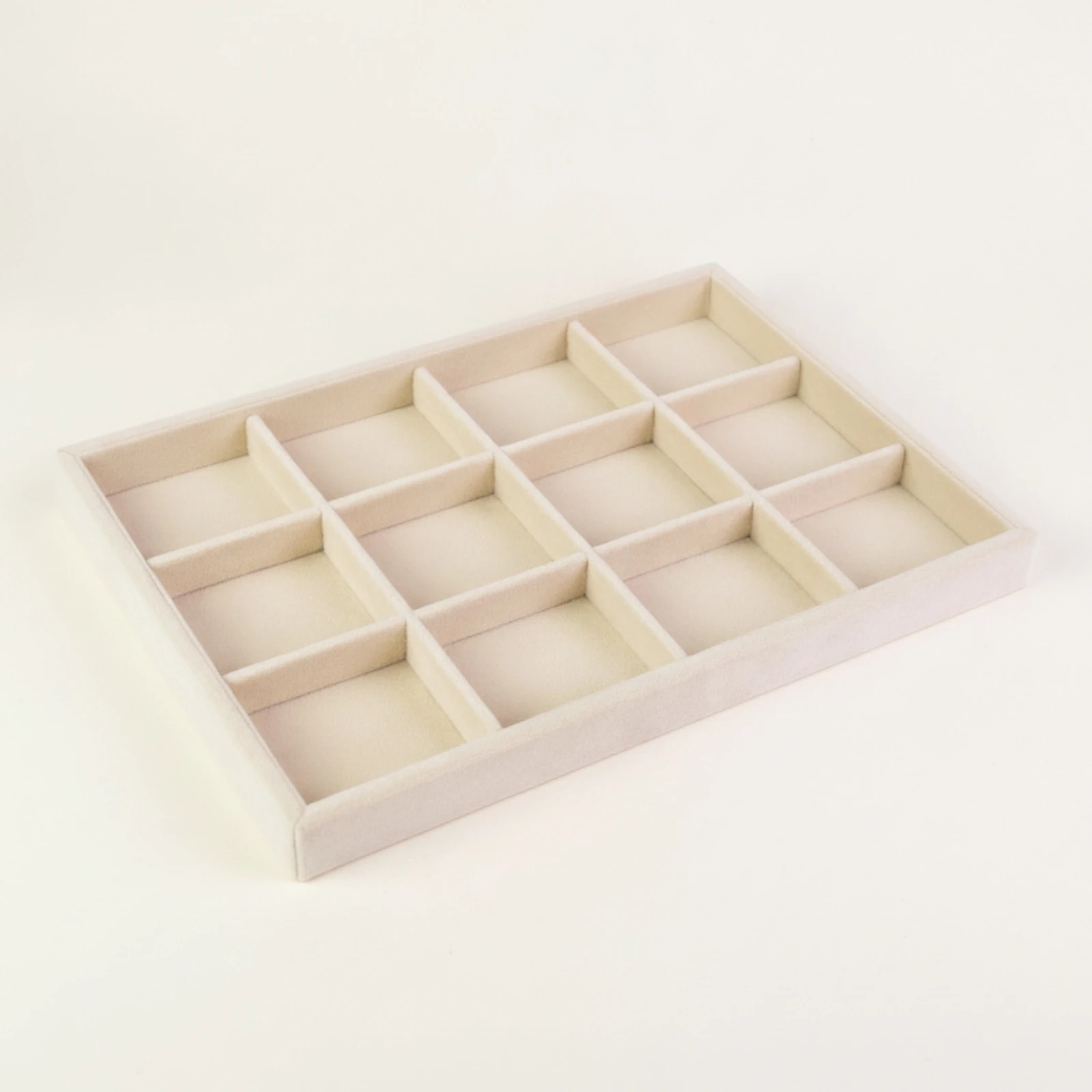 Jewelry Tray with 12 Compartments Flocked Jewelry Organizer Tray Soft Scratch-Resistant for Collectors, Drawers, Dressers