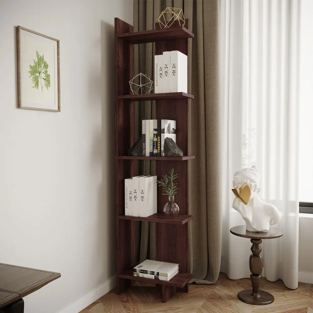 Modern 5-Tier Corner Bookshelf Shelf Unit