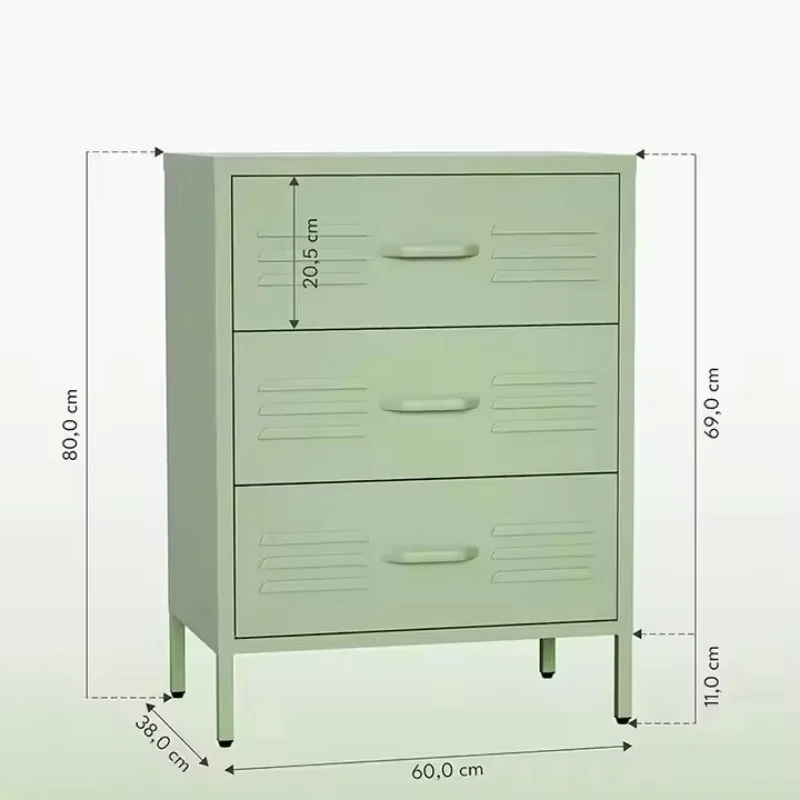 Modern three-drawer steel metal storage cabinet apartment bedroom living room furniture