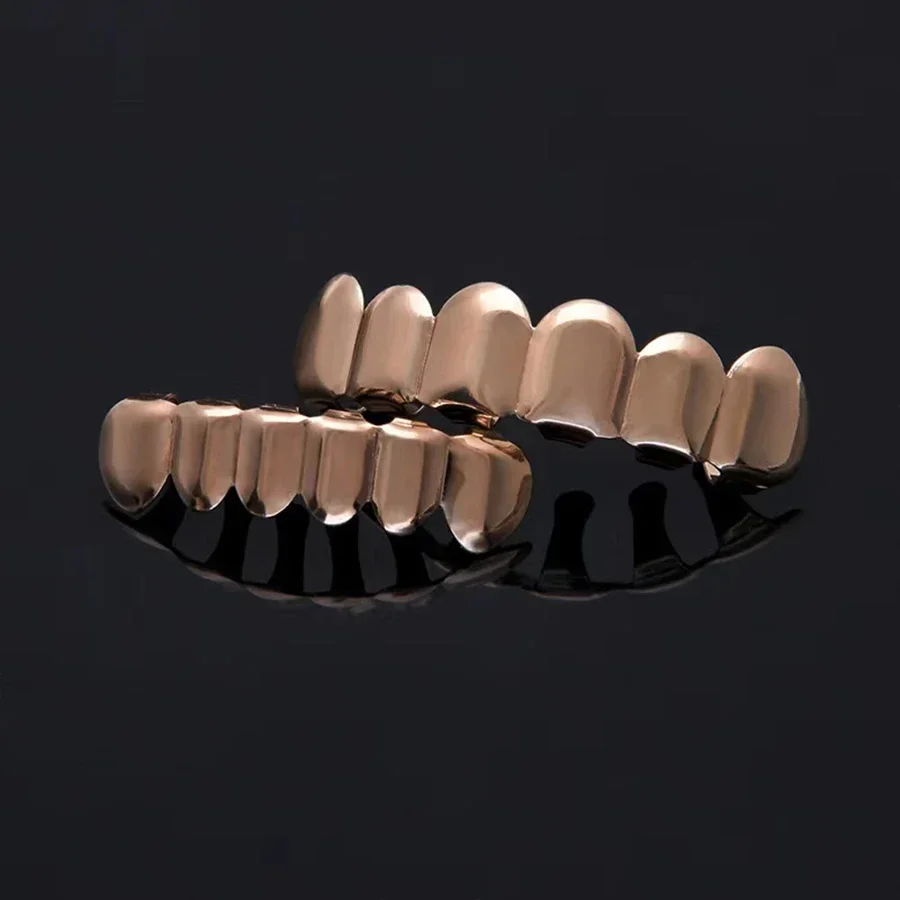 الموضة الكلاسيكية 6/6 الأسنان Grillz الهيب هوب 14K مطلية بالذهب الأسنان قبعات ديكور الأقواس شوايات الأسنان للنساء الرجال المجوهرات #4