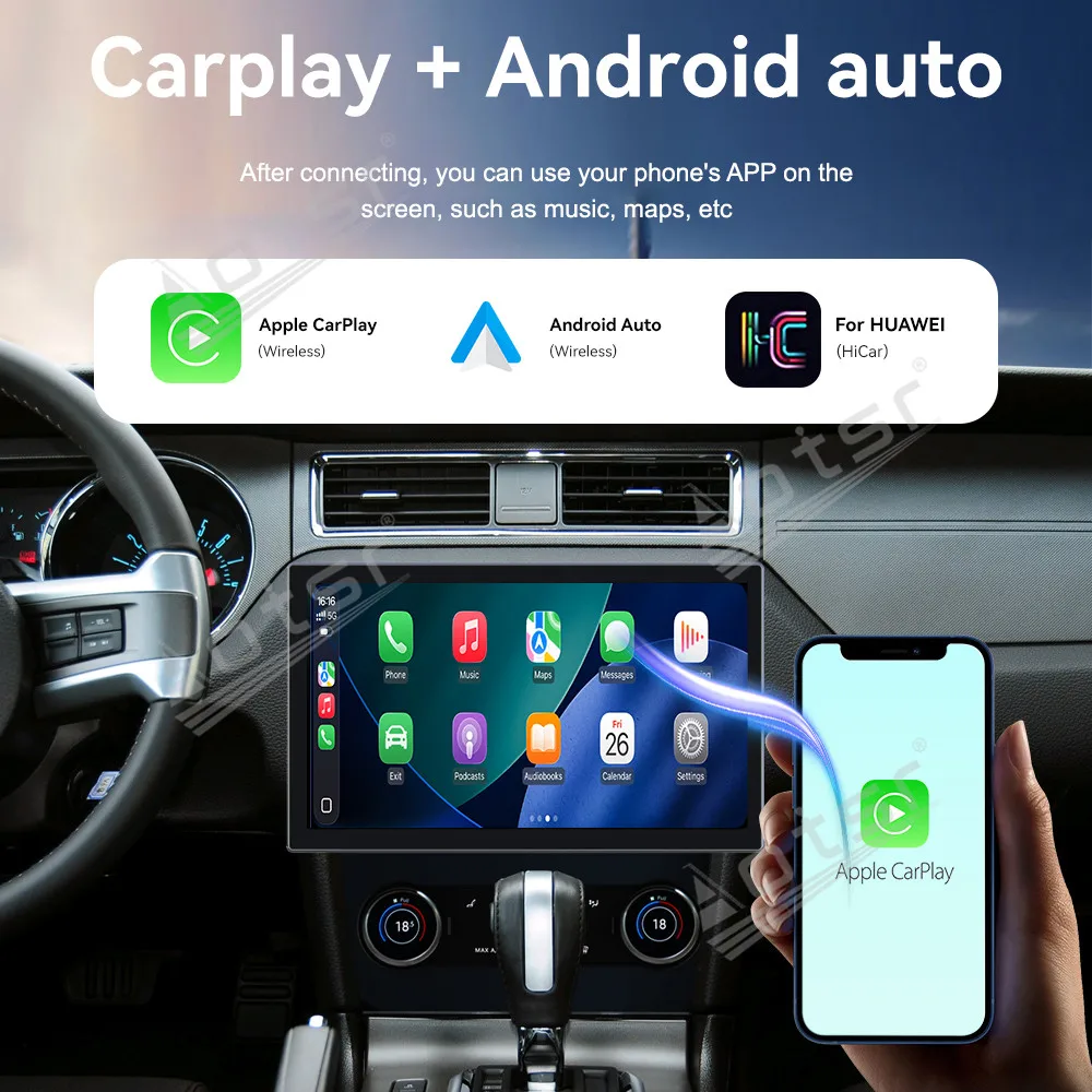 13,3-дюймовый автокарплей для Ford Mustang 2009-2014, автомобильный Android 14.0, радио, мультимедийный плеер, GPS-навигация, сенсорный экран, головное устройство