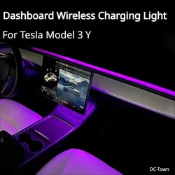 Ambient Light for Tesla Model 3 Y Instrument Panel Wireless Charging LED Atmosphere Light APP Control LED Strips Neon Lighting