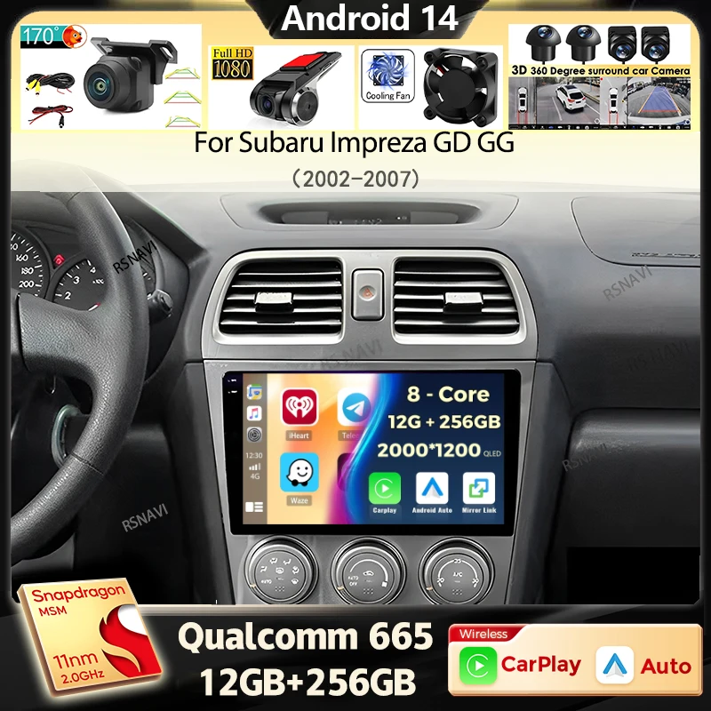 Android 14 Autoradio Für Subaru Impreza GD GG 2002 - 2007 Navigation Multimedia Player Stereo WiFi +