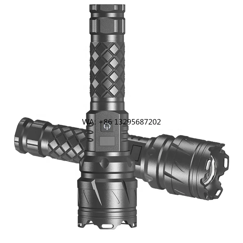 

5000 Lumen P160 High Brightness LED Flashlight Zoomable Head 500 Meters Long Range Torch Lights With Power Bank Function