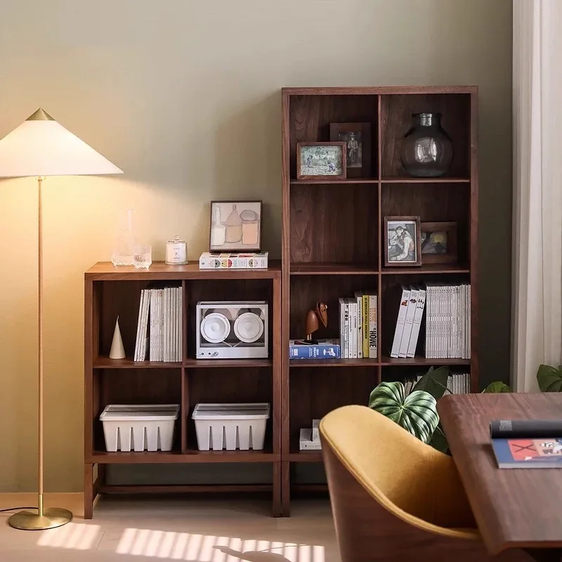 

Nordic solid wood combination bookcase multi-grid bookshelf display shelf living room display case floor storage cabinet