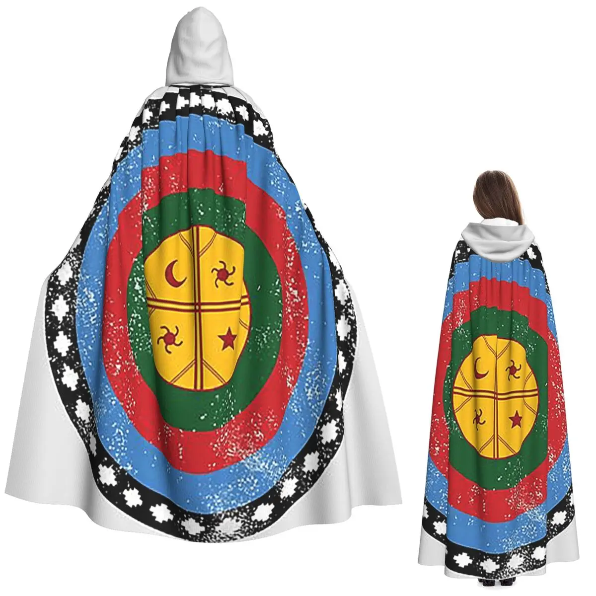 

Знак Mapuche, символ, графический длинный плащ с капюшоном, средневековый костюм ведьмы, накидка для косплея, вечеринка на Хэллоуин для взрослых, унисекс