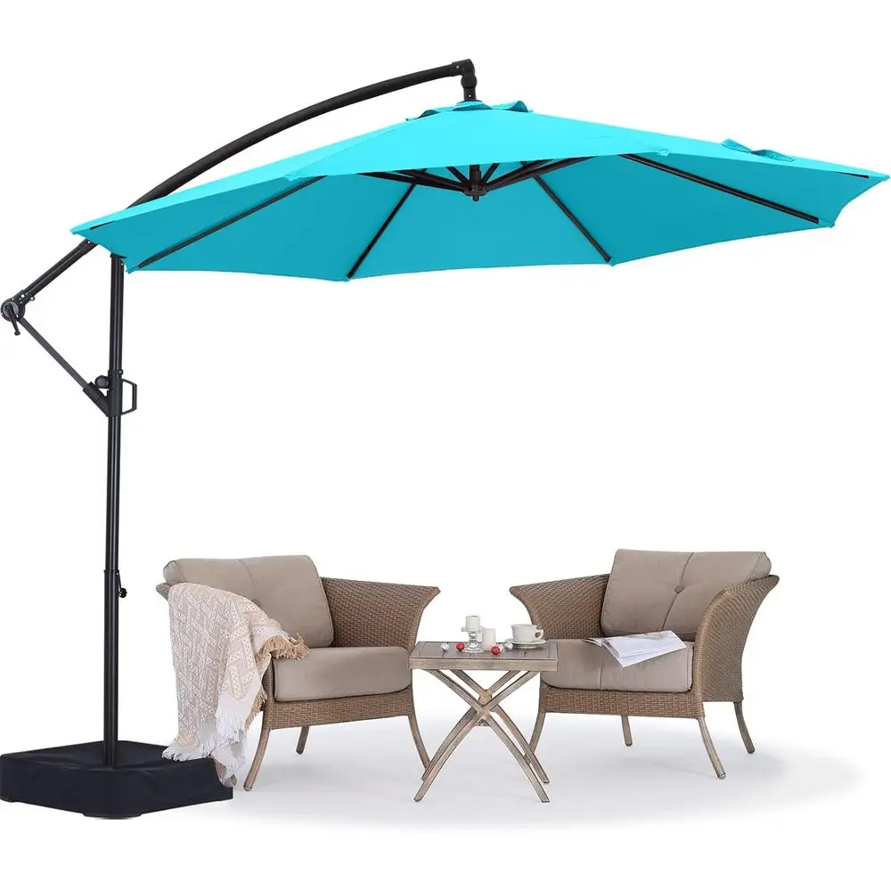 

10-Foot Cantilever Patio Umbrella with Base, 360° Rotation, Outdoor Umbrella with Weight Bag for Backyard, Deck, or Poolside (Tu
