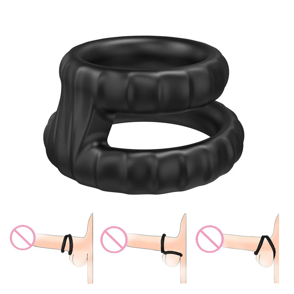 Penis Ring For Men Silicone Cock Ring Double Round Sex Toys For Man Delay Ejaculation Stronger Erection Erotic Toys In Couple