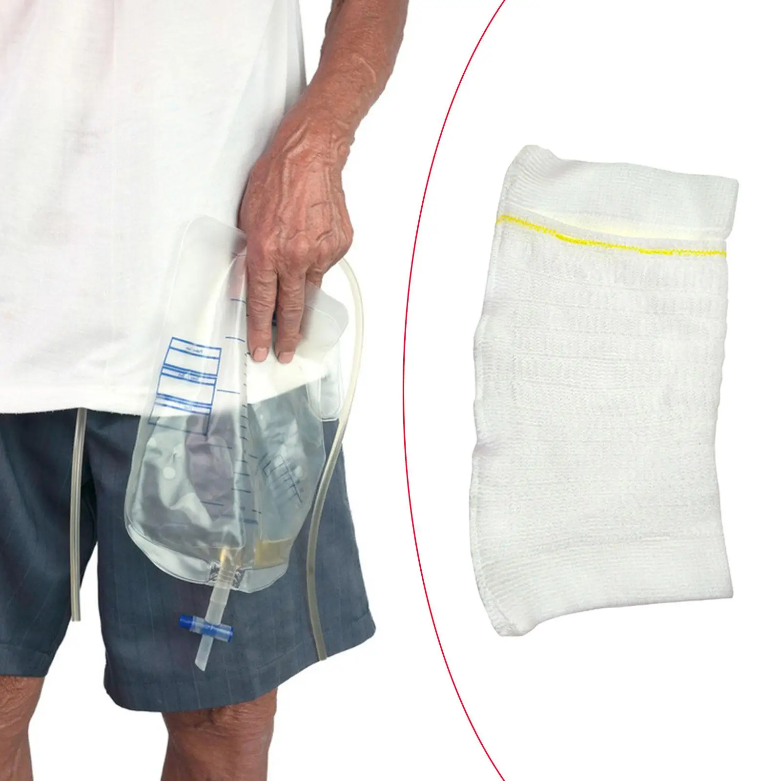 Urinary Leg Bag Holder Catheter Sleeve Fabric Cover with Adjustable Fit for Convenient Urination and Daily Use
