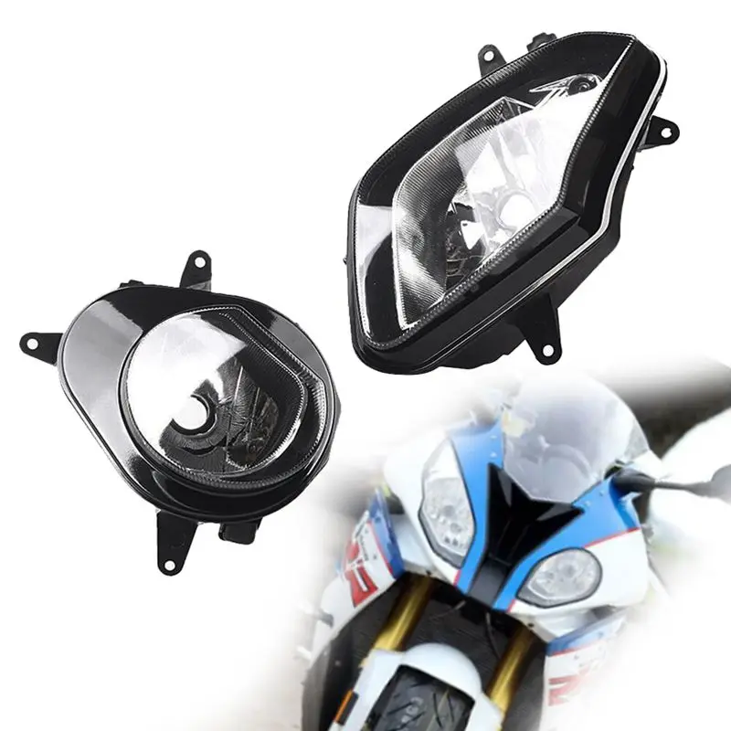 Pair 12V Motorcycle LED Headlight Assembly Kit for BMW S1000RR 2009-2014 Waterproof High Low Beam DRL Angels Eye Halo Ring Light